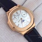 New Copy Patek Philippe Nautilus Power Reserve Rose Gold White Watches